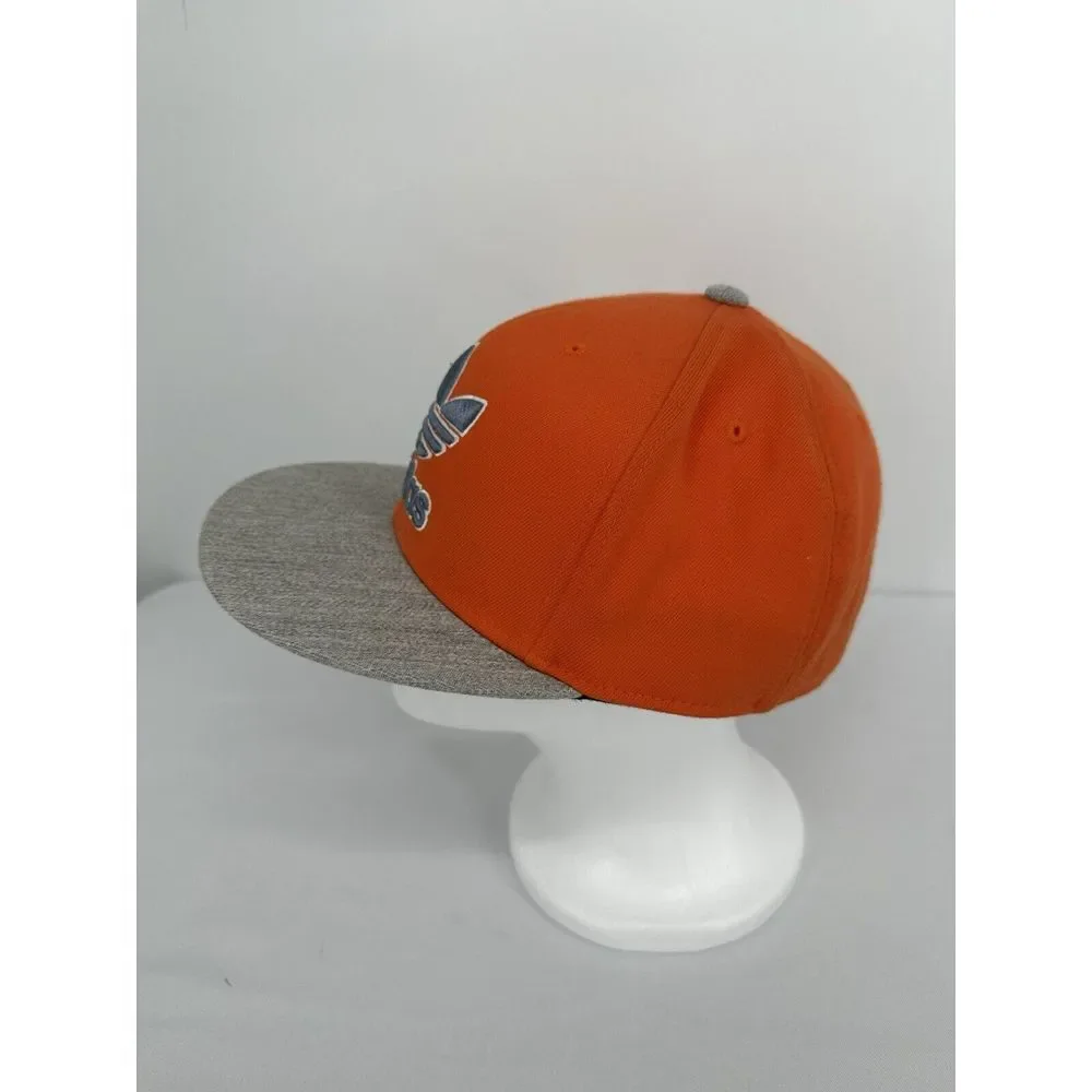 Adidas Flex Fit Hat 210 Fitted Flexfit 7 1/4 - 7 5/8 Orange And Gray‎ Cap Logo